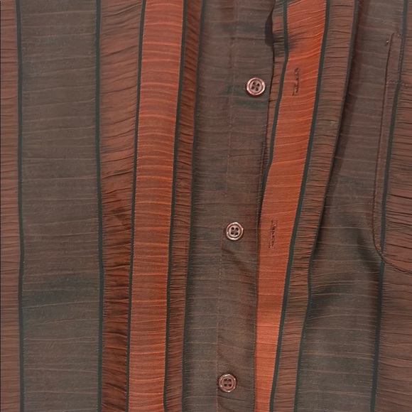 Alberto Fermani Red and Black Striped Dress Shirt - Picture 5 of 11